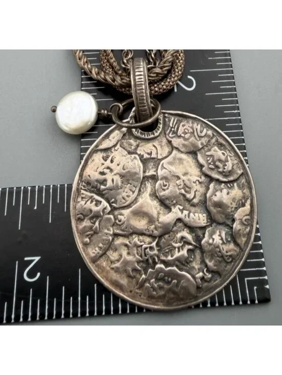 Vintage Silpada Retired Sterling Silver Multi Strand Coin Pendant Necklace  50g - Picture 4 of 7